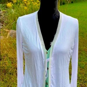 Womens Long sleeve White Ruffle Cardigan